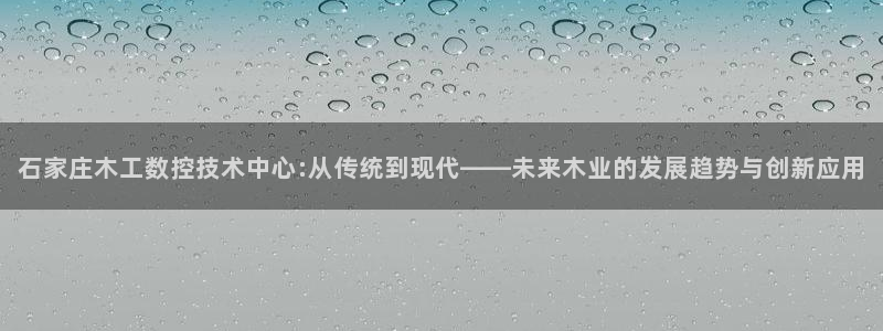 天辰娱乐新闻:石家庄木工数控技术中心:从传统到现代——未来木业的发展趋势与创新应用